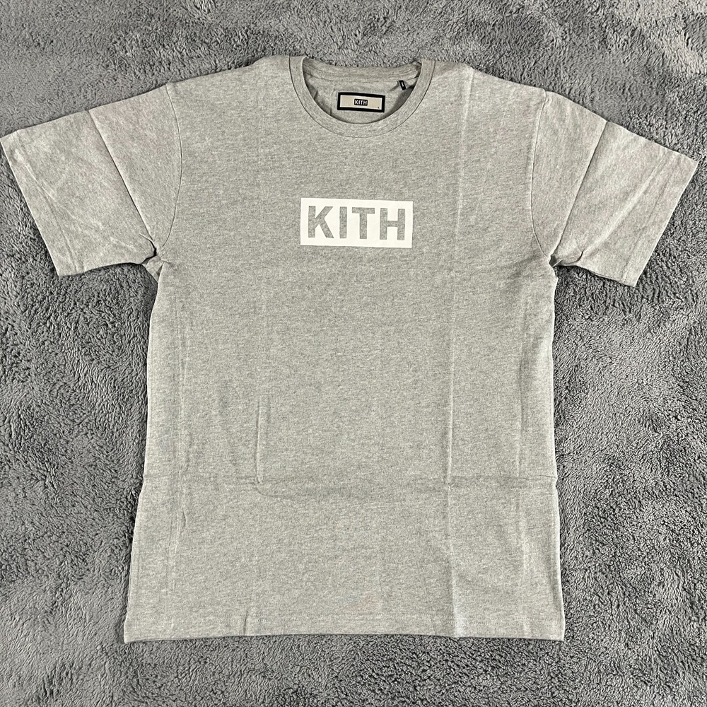 KITH Shirt Mens Large Short Sleeve Tee Classic Box Logo Heather Grey